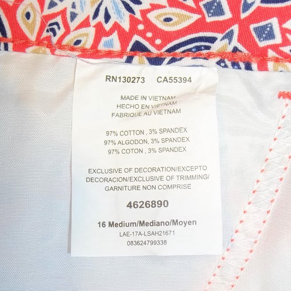 Lee Womens Shorts Size 16M Midrise Fit Geometric Casual Orange Blue White NWT - Picture 6 of 7